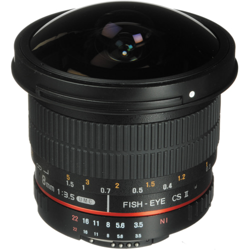 Lente Rokinon 8mm f/3.5 HD Fisheye con Removable Hood para Nikon F