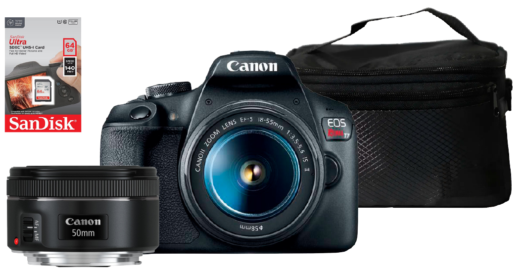 T7 18-55mm + 50mm 1.8 + maleta + SD 64GB