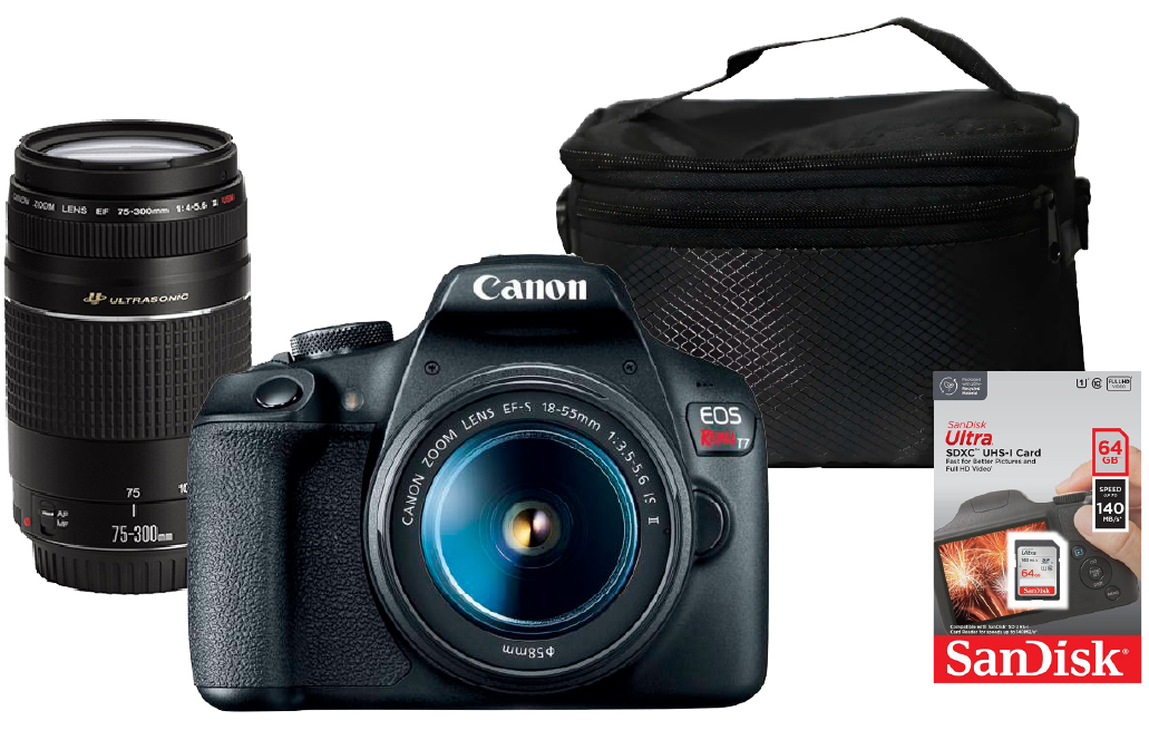 T7 18-55mm + 75-300mm + maleta + SD 64GB