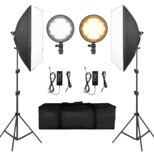 Kit Sotfbox Led Bi-color 45w (2 Softbox 50x70 / 2 Luces led / 2 parantes / 2 adaptadores)