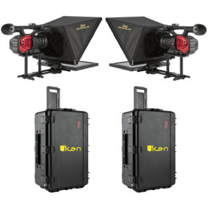 P2P Interview System with 2 x 17" Teleprompters and HDMI Cables with Rolling Cases MFR #PT3700-P2P-TK
