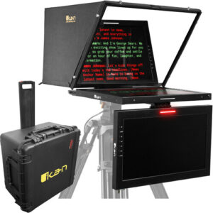 19" PTZ Teleprompter with Widescreen Monitor, Talent Monitor & Travel Kit MFR #PT419W-PTZ-TM-TK