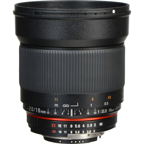 Lente Rokinon 16mm f/2.0 ED AS UMC CS para Nikon F